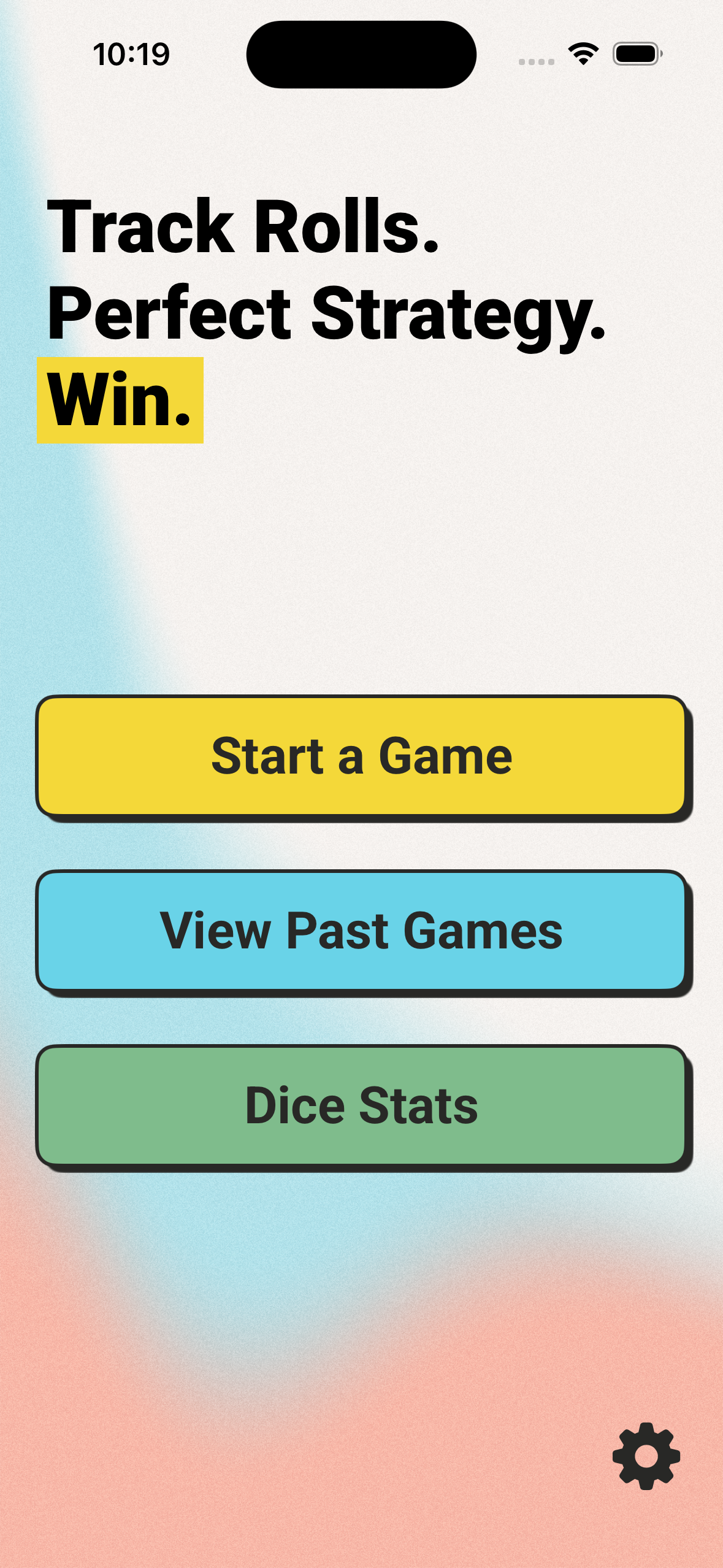 Dice Mate home screen